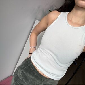 Aritzia Women's Icy-Blue Ribbed Racer Tank Top